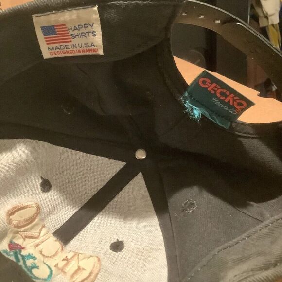Happy shirts made in USA America cap hat gecko Hawaii designed in Hawaii rare vi - Picture 2 of 3